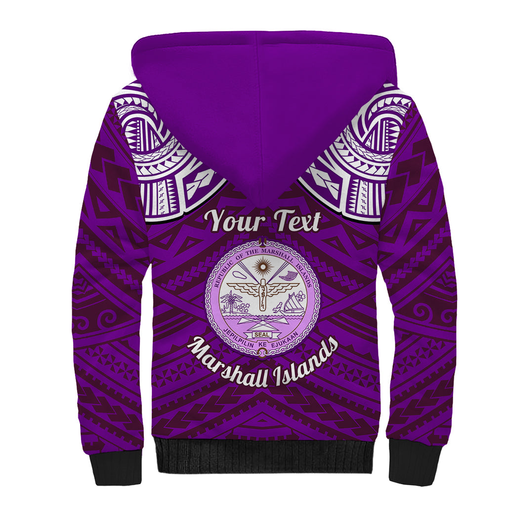 Personalised Marshall Islands Sherpa Hoodie Purple Polynesian Tribal Mix Coat Of Arms - Wonder Print Shop
