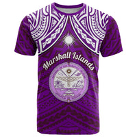 Personalised Marshall Islands T Shirt Purple Polynesian Tribal Mix Coat Of Arms - Wonder Print Shop