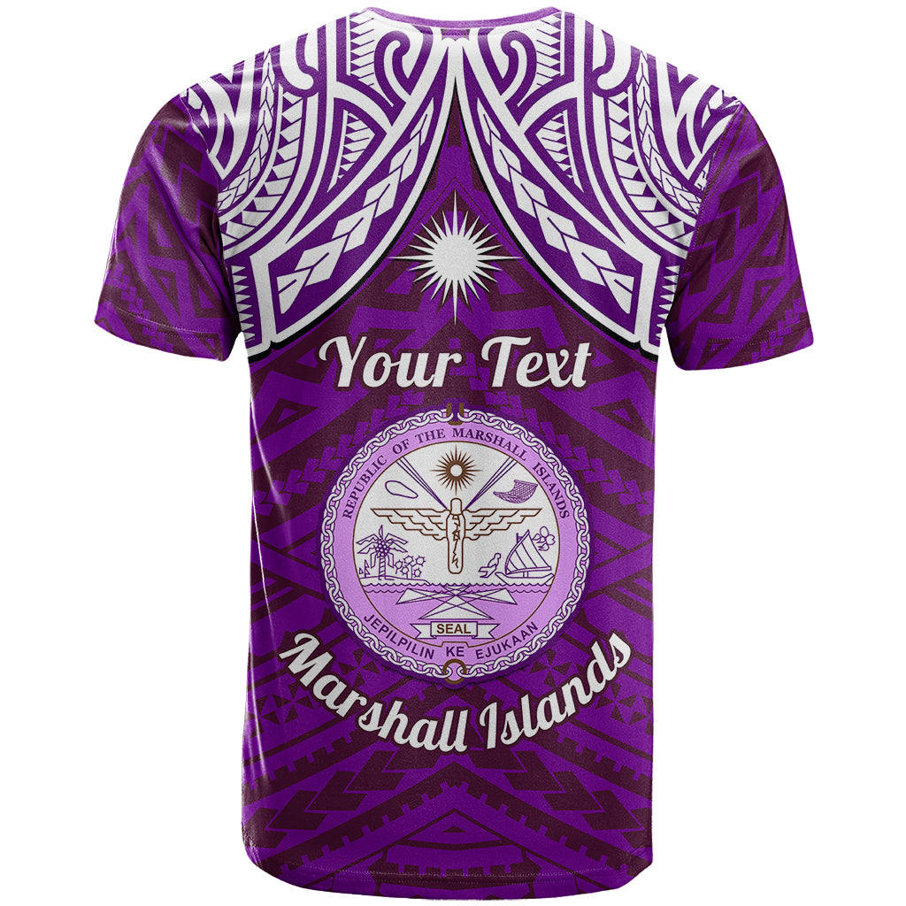 Personalised Marshall Islands T Shirt Purple Polynesian Tribal Mix Coat Of Arms - Wonder Print Shop
