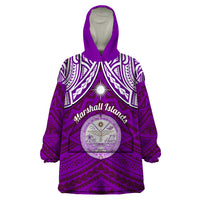 Personalised Marshall Islands Wearable Blanket Hoodie Purple Polynesian Tribal Mix Coat Of Arms - Wonder Print Shop