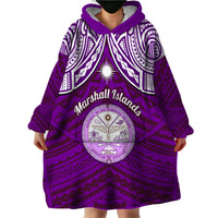 Personalised Marshall Islands Wearable Blanket Hoodie Purple Polynesian Tribal Mix Coat Of Arms - Wonder Print Shop