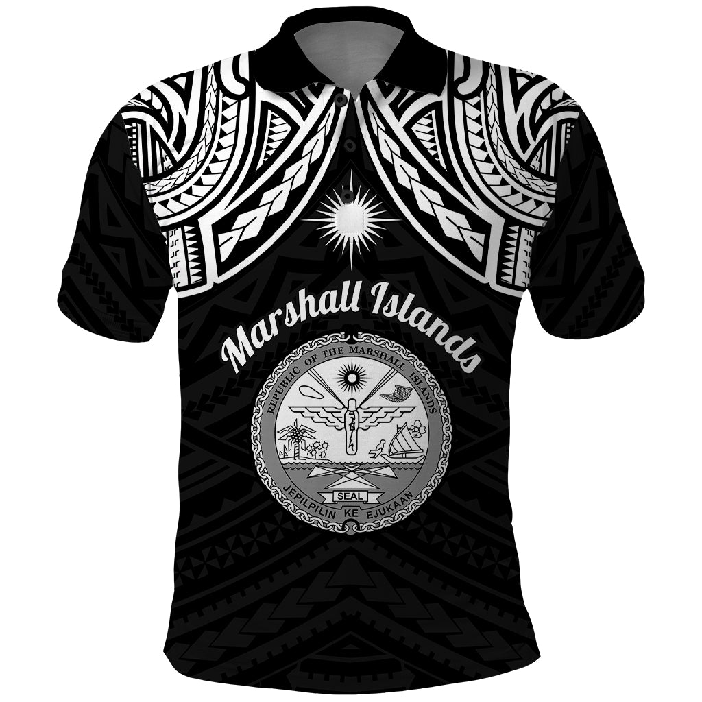 personalised-marshall-islands-polo-shirt-black-polynesian-tribal-mix-coat-of-arms