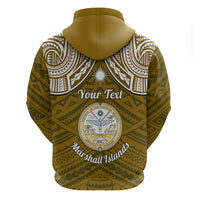 Personalised Marshall Islands Hoodie Gold Polynesian Tribal Mix Coat Of Arms - Wonder Print Shop