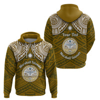 Personalised Marshall Islands Hoodie Gold Polynesian Tribal Mix Coat Of Arms - Wonder Print Shop
