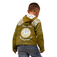 Personalised Marshall Islands Kid Hoodie Gold Polynesian Tribal Mix Coat Of Arms - Wonder Print Shop