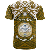 Personalised Marshall Islands T Shirt Gold Polynesian Tribal Mix Coat Of Arms - Wonder Print Shop