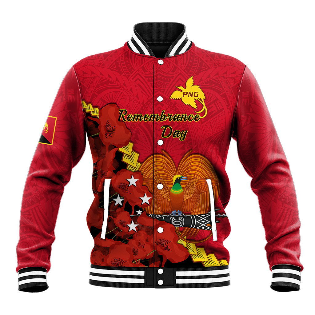 Polynesian Pride Remembrance Day PNG Baseball Jacket Papua New Guinea We Will Remember Them - Wonder Print Shop