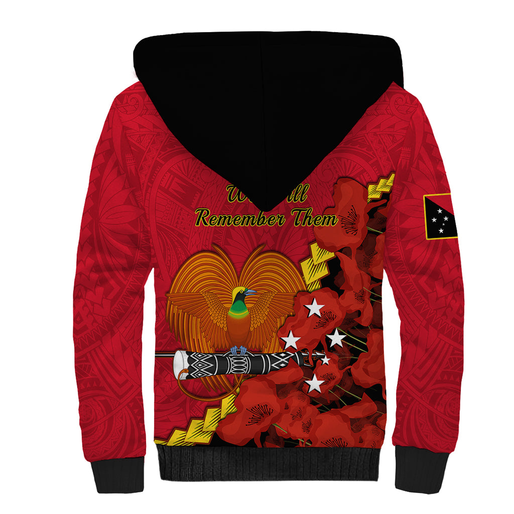 Polynesian Pride Remembrance Day PNG Sherpa Hoodie Papua New Guinea We Will Remember Them - Wonder Print Shop