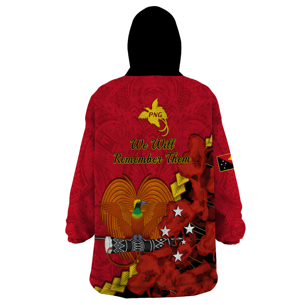 Polynesian Pride Remembrance Day PNG Wearable Blanket Hoodie Papua New Guinea We Will Remember Them - Wonder Print Shop