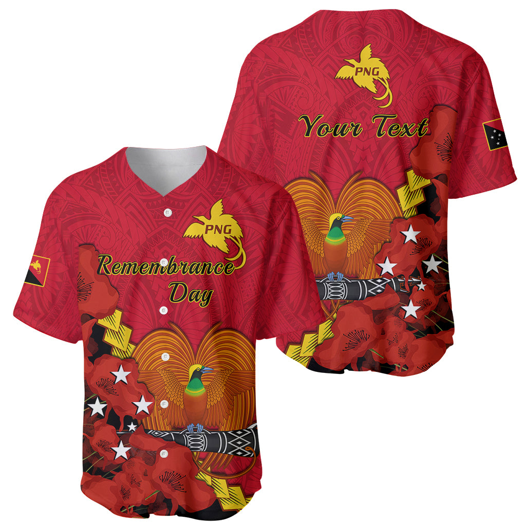 Personalised Remembrance Day PNG Baseball Jersey Papua New Guinea We Will Remember Them - Wonder Print Shop