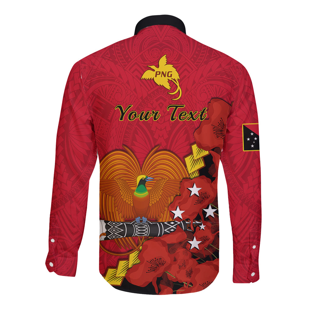 Personalised Remembrance Day PNG Long Sleeve Button Shirt Papua New Guinea We Will Remember Them - Wonder Print Shop