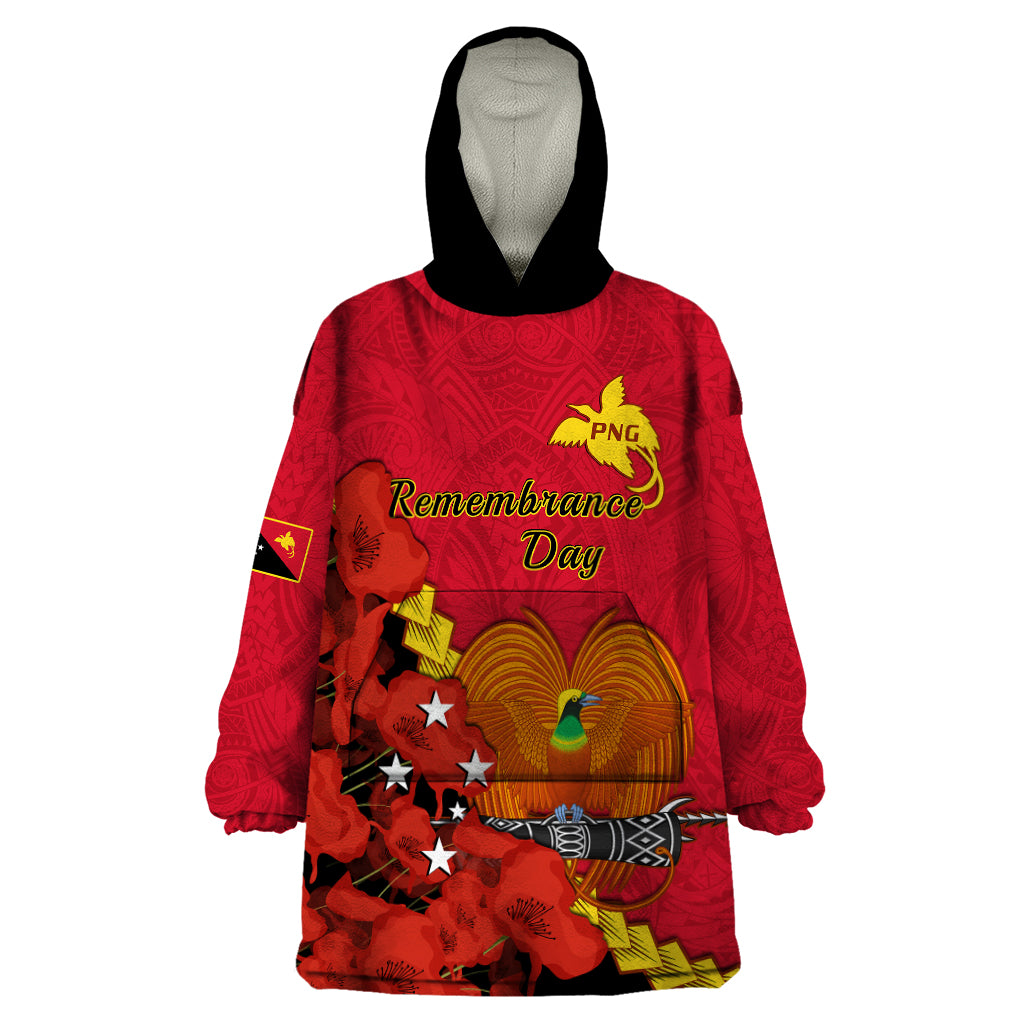 Personalised Remembrance Day PNG Wearable Blanket Hoodie Papua New Guinea We Will Remember Them - Wonder Print Shop