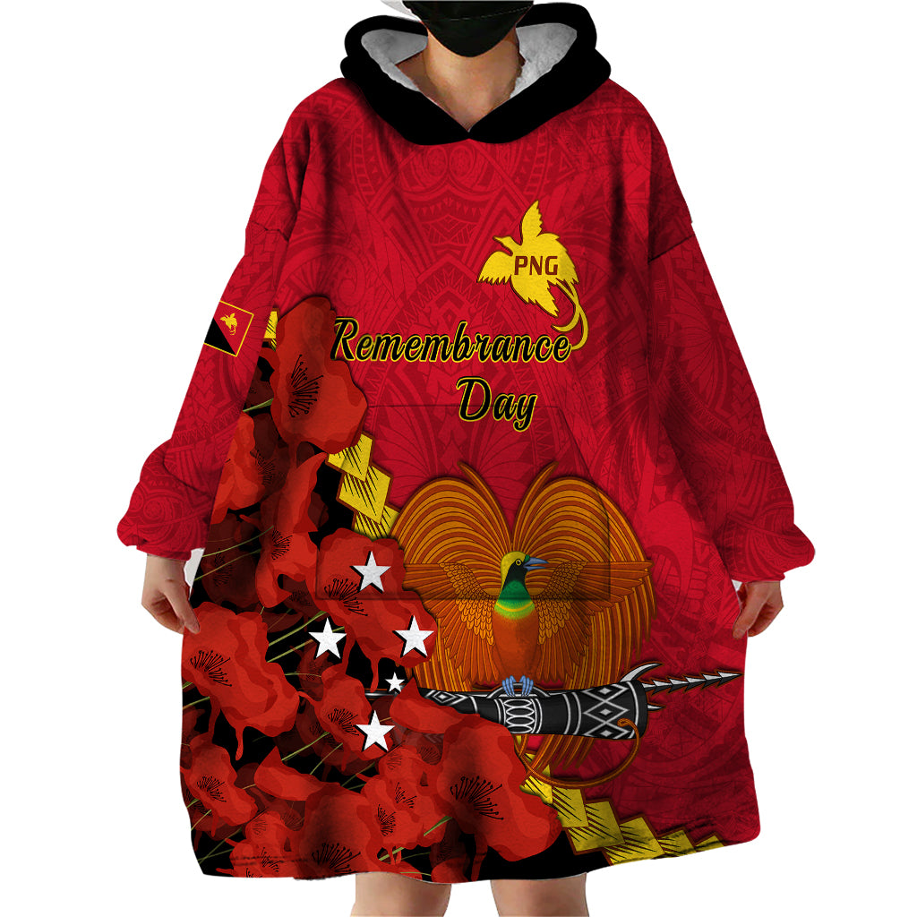 Personalised Remembrance Day PNG Wearable Blanket Hoodie Papua New Guinea We Will Remember Them - Wonder Print Shop