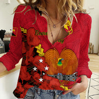 Personalised Remembrance Day PNG Women Casual Shirt Papua New Guinea We Will Remember Them - Wonder Print Shop