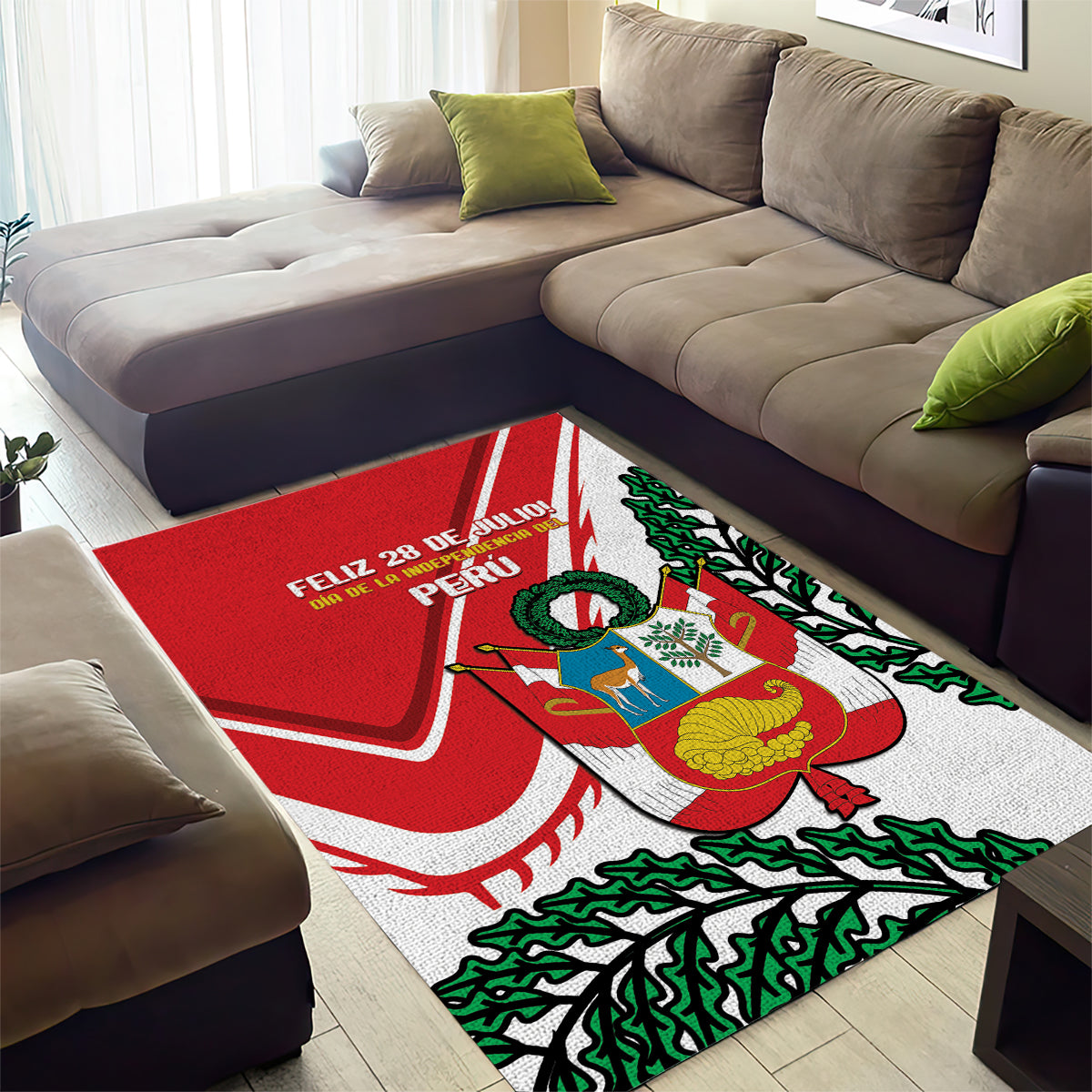 Peru Independence Day Area Rug Peruvian Coat Of Arms Feliz 28 de Julio - Wonder Print Shop
