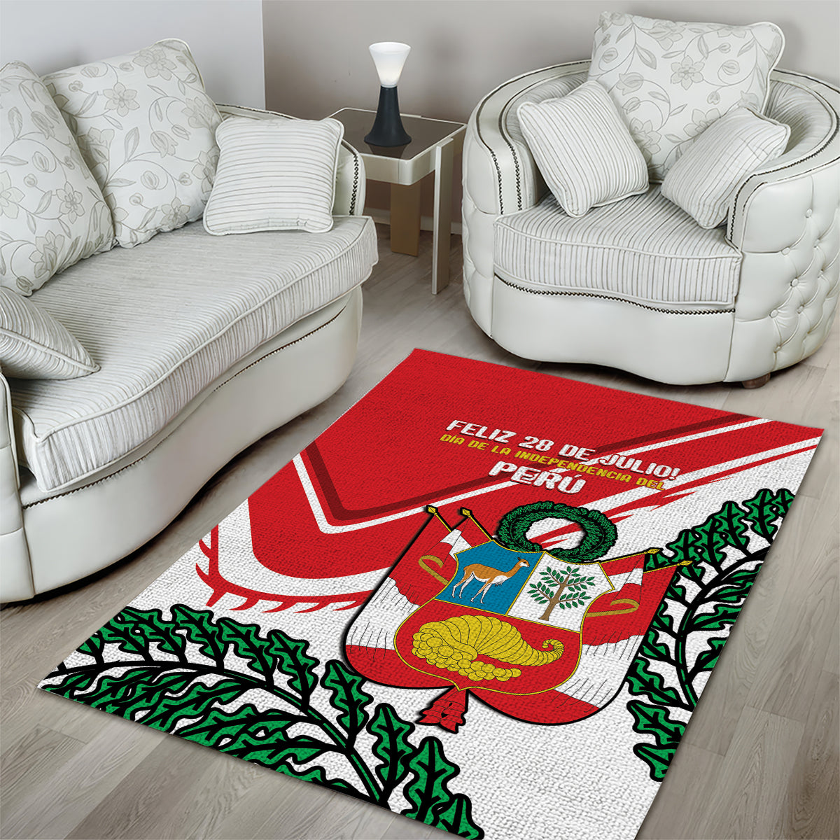 Peru Independence Day Area Rug Peruvian Coat Of Arms Feliz 28 de Julio - Wonder Print Shop