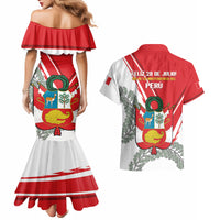 Peru Independence Day Couples Matching Mermaid Dress and Hawaiian Shirt Peruvian Coat Of Arms Feliz 28 de Julio - Wonder Print Shop