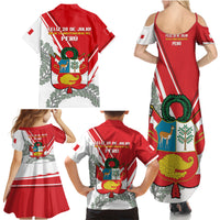 Peru Independence Day Family Matching Summer Maxi Dress and Hawaiian Shirt Peruvian Coat Of Arms Feliz 28 de Julio - Wonder Print Shop