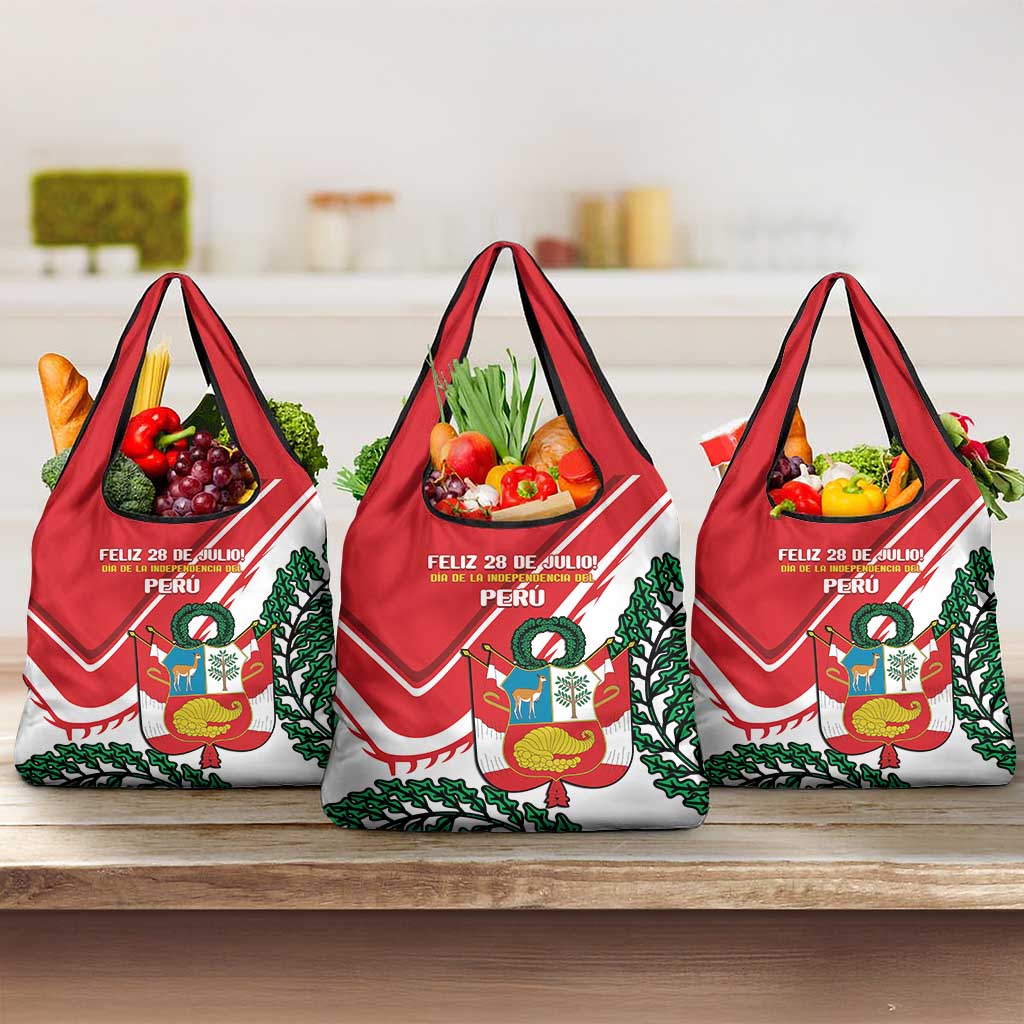 Peru Independence Day Grocery Bag Peruvian Coat Of Arms Feliz 28 de Julio