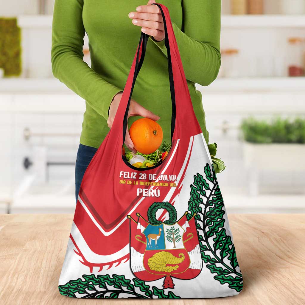 Peru Independence Day Grocery Bag Peruvian Coat Of Arms Feliz 28 de Julio