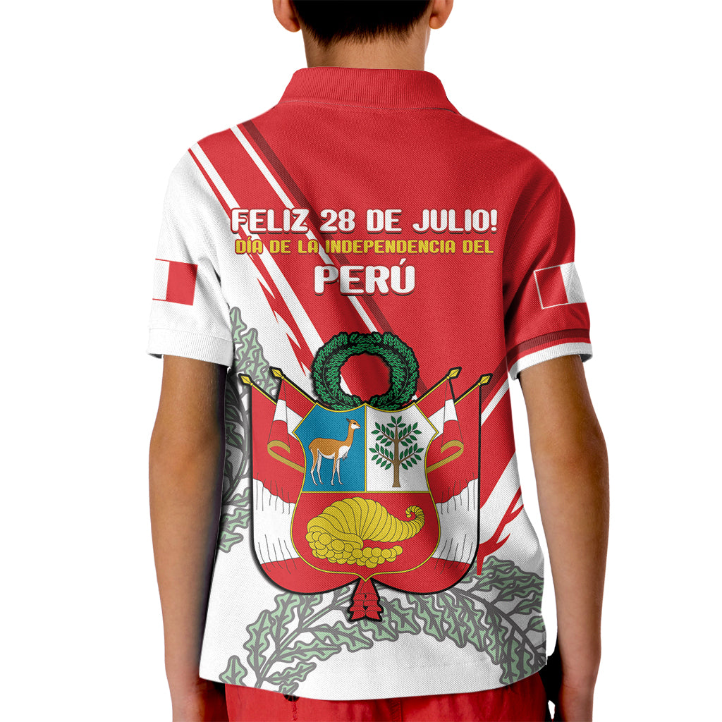Peru Independence Day Kid Polo Shirt Peruvian Coat Of Arms Feliz 28 de Julio - Wonder Print Shop