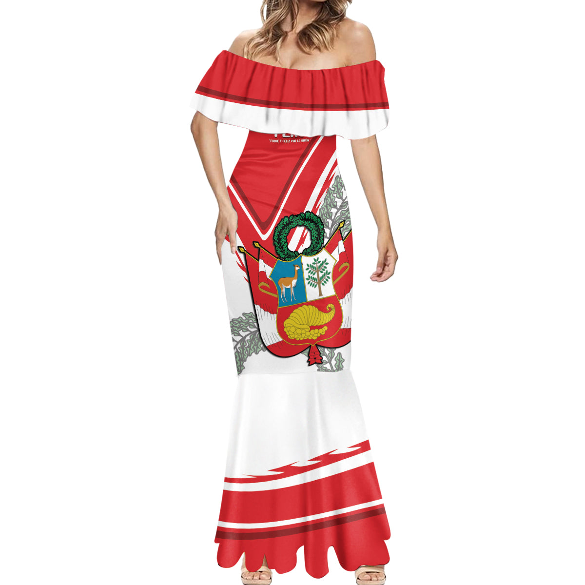 Peru Independence Day Mermaid Dress Peruvian Coat Of Arms Feliz 28 de Julio - Wonder Print Shop