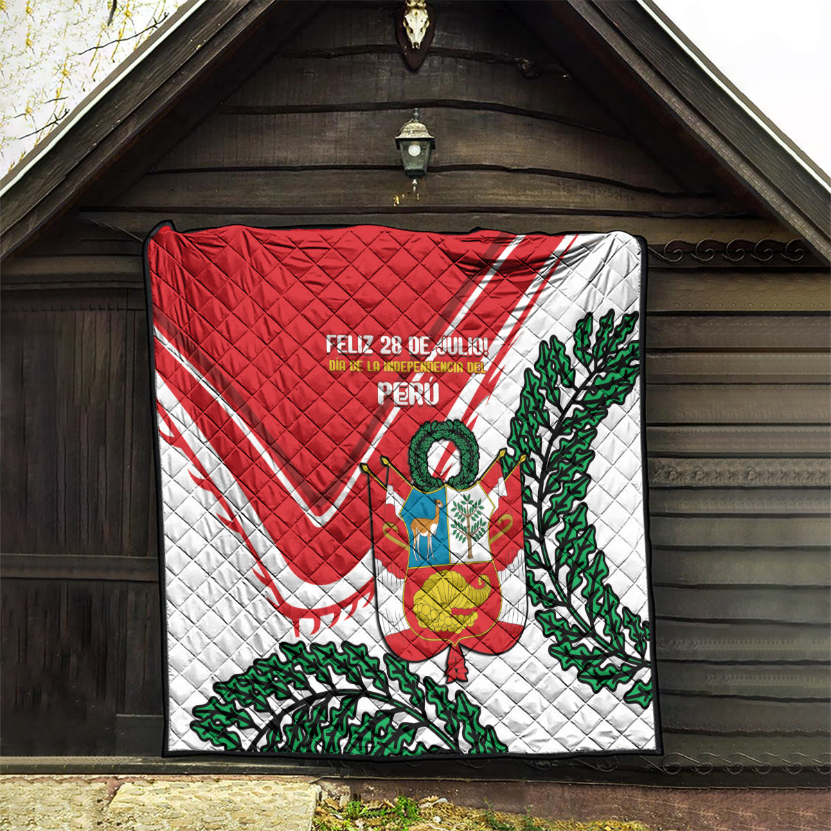 Peru Independence Day Quilt Peruvian Coat Of Arms Feliz 28 de Julio - Wonder Print Shop