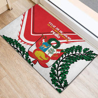 Peru Independence Day Rubber Doormat Peruvian Coat Of Arms Feliz 28 de Julio - Wonder Print Shop