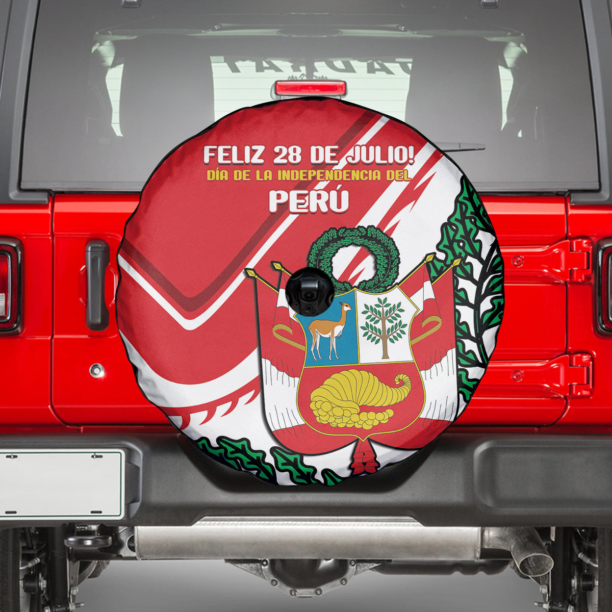 Peru Independence Day Spare Tire Cover Peruvian Coat Of Arms Feliz 28 de Julio - Wonder Print Shop