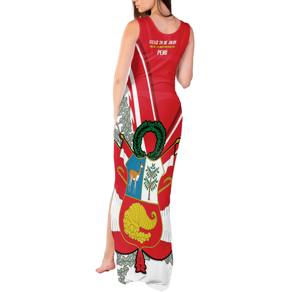 Peru Independence Day Tank Maxi Dress Peruvian Coat Of Arms Feliz 28 de Julio - Wonder Print Shop