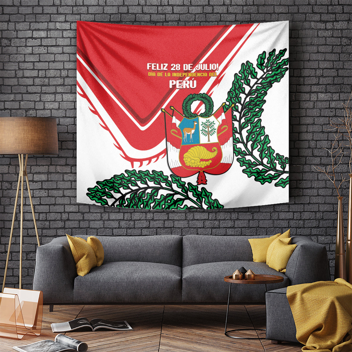 Peru Independence Day Tapestry Peruvian Coat Of Arms Feliz 28 de Julio - Wonder Print Shop