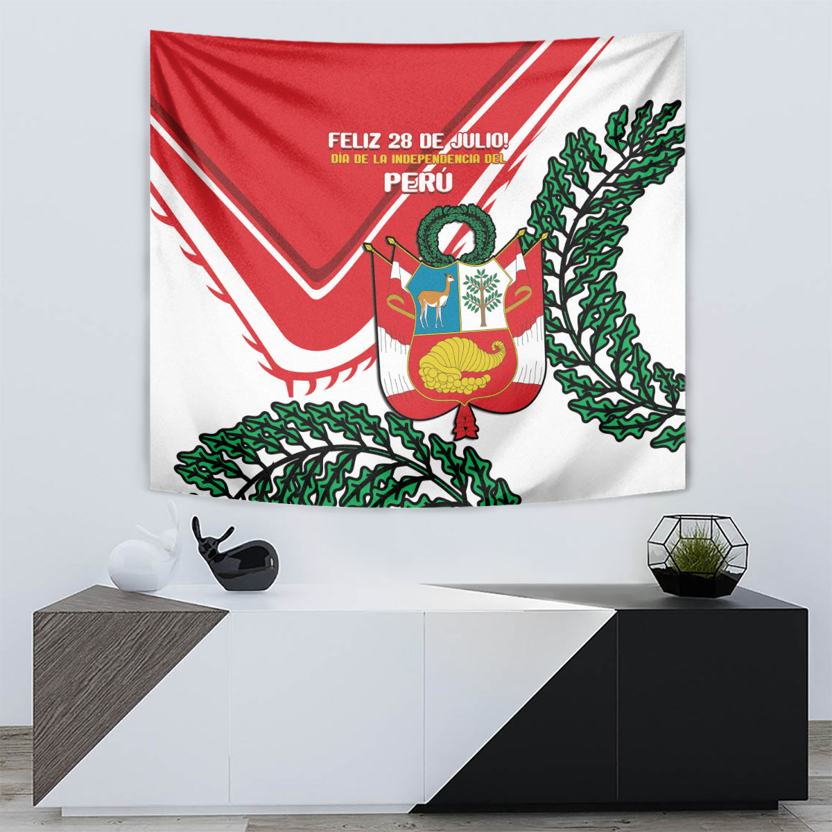 Peru Independence Day Tapestry Peruvian Coat Of Arms Feliz 28 de Julio - Wonder Print Shop