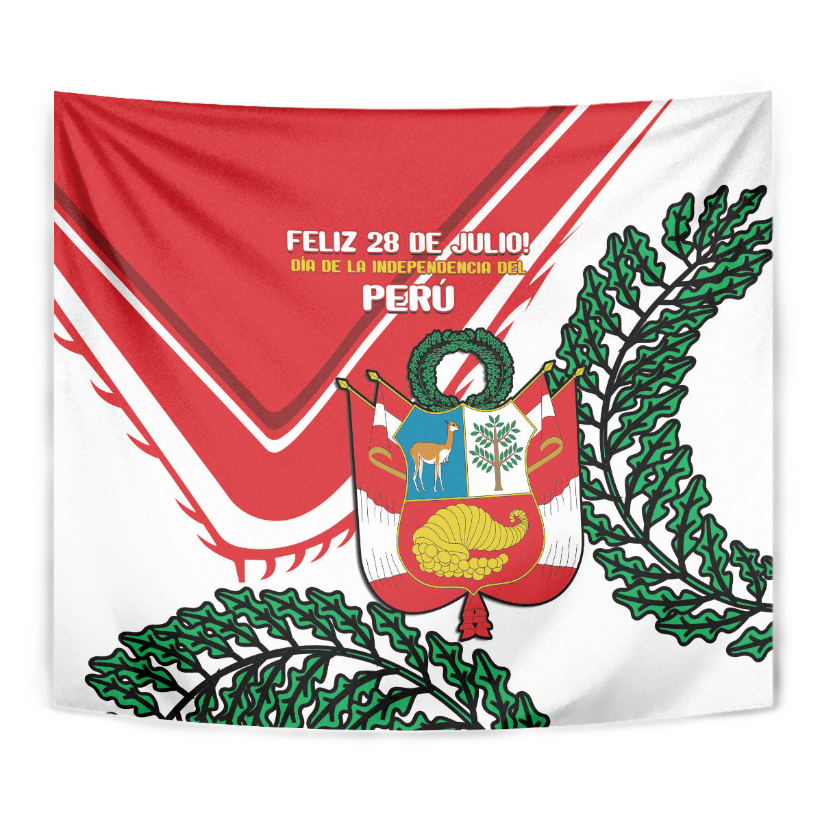 Peru Independence Day Tapestry Peruvian Coat Of Arms Feliz 28 de Julio - Wonder Print Shop