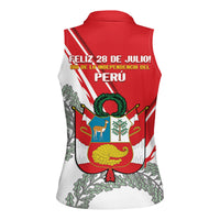 Peru Independence Day Women Sleeveless Polo Shirt Peruvian Coat Of Arms Feliz 28 de Julio - Wonder Print Shop