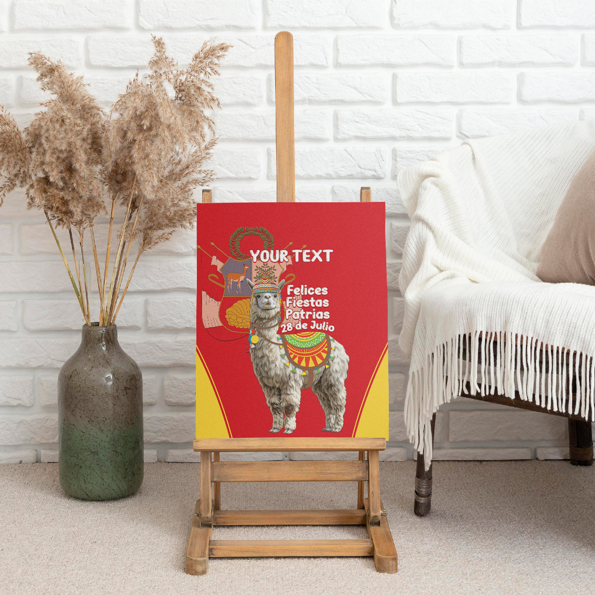Personalised Peru Independence Day Canvas Wall Art Peruvian Alpaca Feliz 28 de Julio - Wonder Print Shop