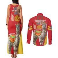 Personalised Peru Independence Day Couples Matching Tank Maxi Dress and Long Sleeve Button Shirt Peruvian Alpaca Feliz 28 de Julio - Wonder Print Shop
