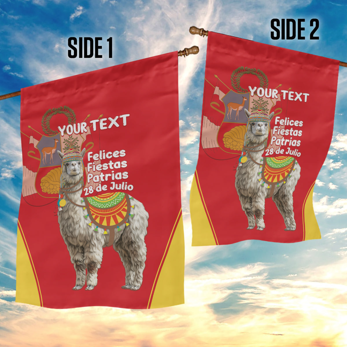 Personalised Peru Independence Day Garden Flag Peruvian Alpaca Feliz 28 de Julio - Wonder Print Shop