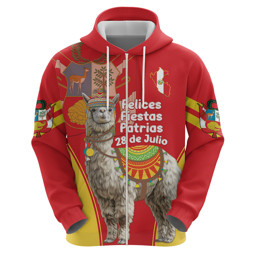 Personalised Peru Independence Day Hoodie Peruvian Alpaca Feliz 28 de Julio - Wonder Print Shop