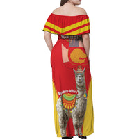 Personalised Peru Independence Day Off Shoulder Maxi Dress Peruvian Alpaca Feliz 28 de Julio - Wonder Print Shop
