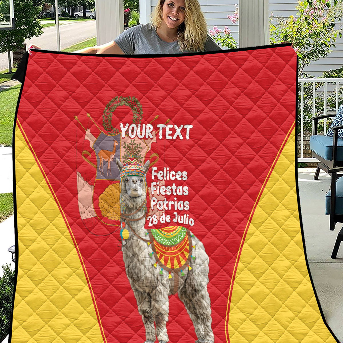 Personalised Peru Independence Day Quilt Peruvian Alpaca Feliz 28 de Julio - Wonder Print Shop