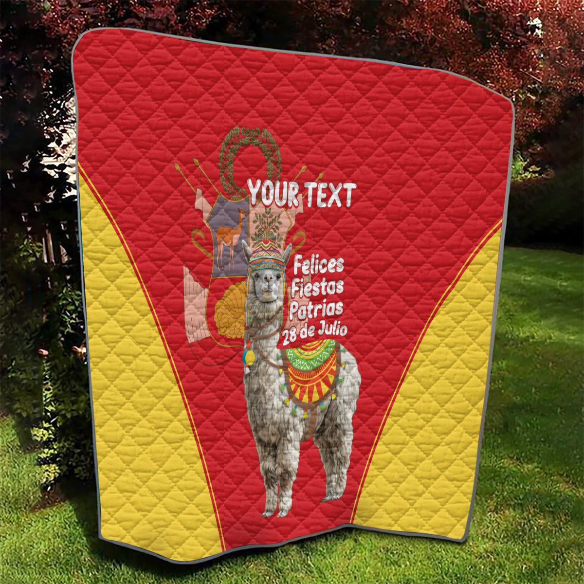 Personalised Peru Independence Day Quilt Peruvian Alpaca Feliz 28 de Julio - Wonder Print Shop