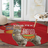 Personalised Peru Independence Day Round Carpet Peruvian Alpaca Feliz 28 de Julio