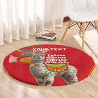 Personalised Peru Independence Day Round Carpet Peruvian Alpaca Feliz 28 de Julio
