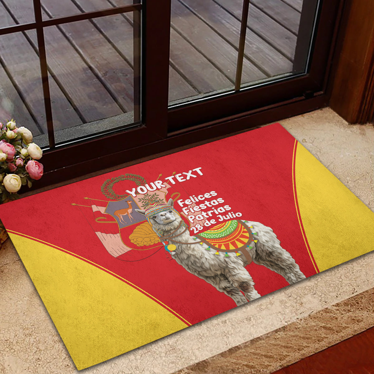 Personalised Peru Independence Day Rubber Doormat Peruvian Alpaca Feliz 28 de Julio - Wonder Print Shop