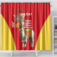Personalised Peru Independence Day Shower Curtain Peruvian Alpaca Feliz 28 de Julio