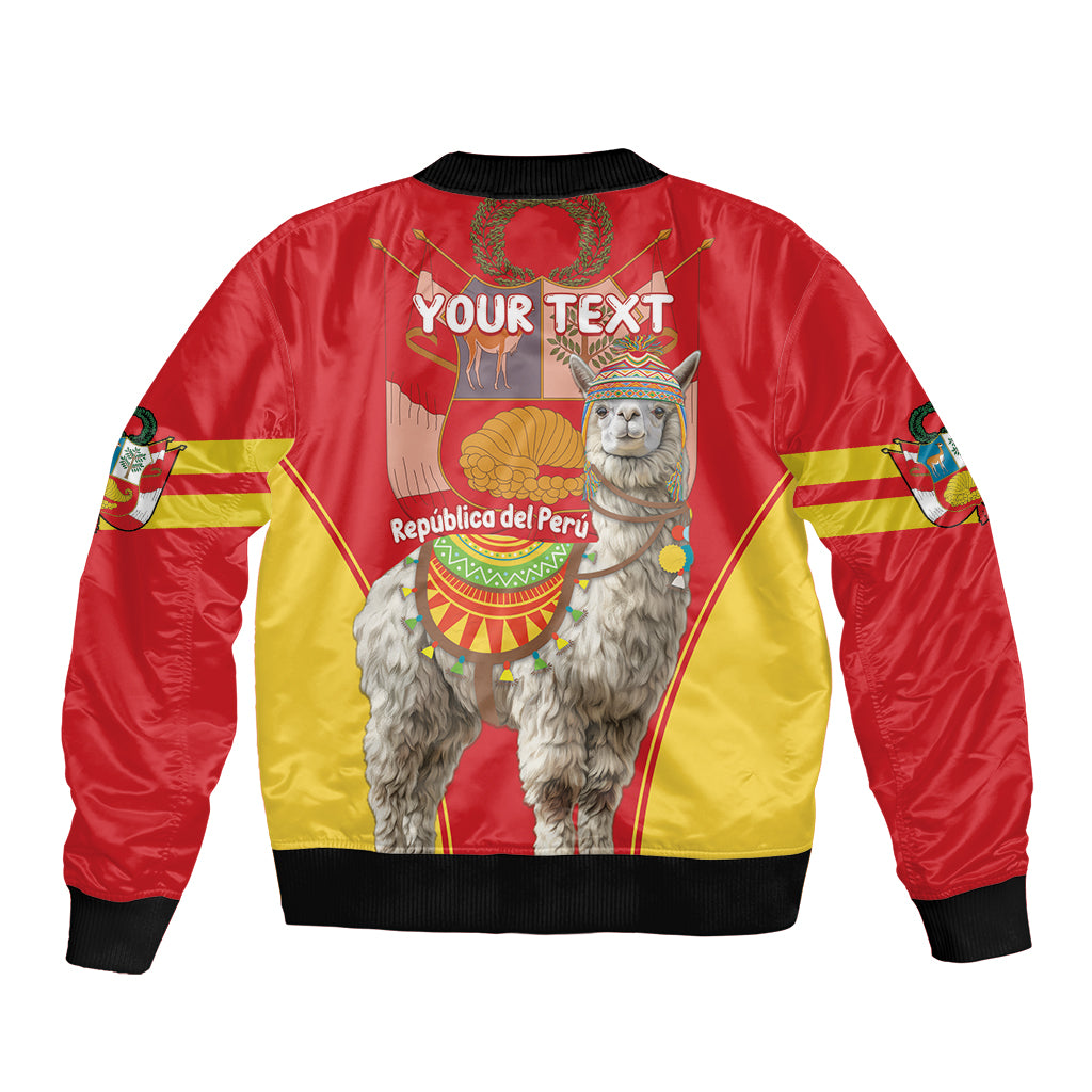 Personalised Peru Independence Day Sleeve Zip Bomber Jacket Peruvian Alpaca Feliz 28 de Julio - Wonder Print Shop