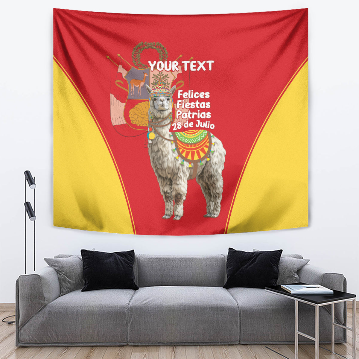 Personalised Peru Independence Day Tapestry Peruvian Alpaca Feliz 28 de Julio - Wonder Print Shop