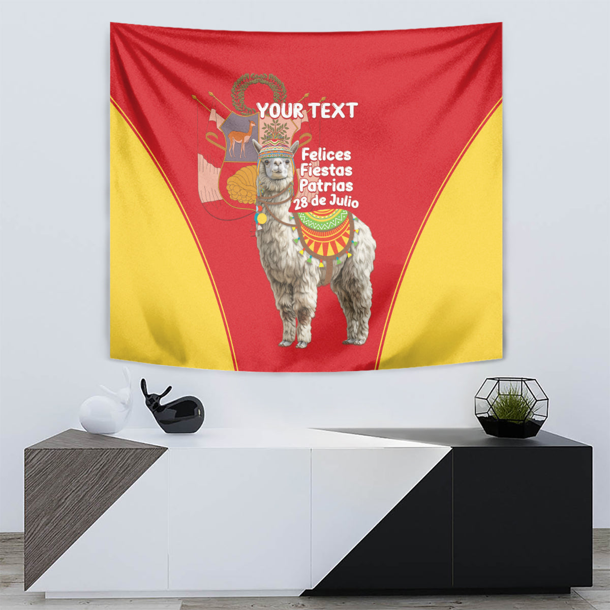 Personalised Peru Independence Day Tapestry Peruvian Alpaca Feliz 28 de Julio - Wonder Print Shop