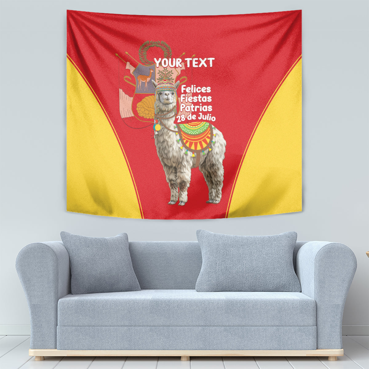 Personalised Peru Independence Day Tapestry Peruvian Alpaca Feliz 28 de Julio - Wonder Print Shop