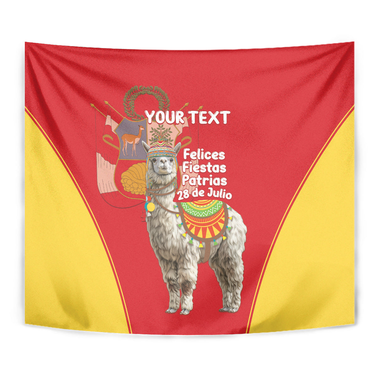 Personalised Peru Independence Day Tapestry Peruvian Alpaca Feliz 28 de Julio - Wonder Print Shop